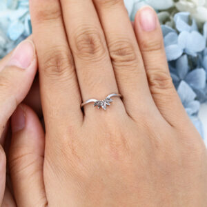White Gold Marquise Cut Black Quartz Rutilated Wedding Band1