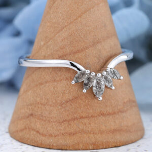 White Gold Marquise Cut Black Quartz Rutilated Wedding Band2