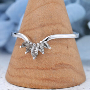 White Gold Marquise Cut Black Quartz Rutilated Wedding Band4