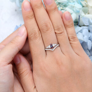 White Gold Marquise Cut Alexandrite Engagement Ring Set