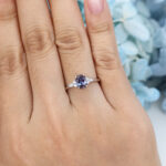 Vintage Cluster White Gold Oval Alexandrite Engagement Ring