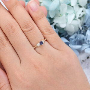 Vintage Yellow Gold Milgrain Alexandrite Engagement Ring