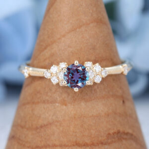 Vintage Yellow Gold Milgrain Alexandrite Engagement Ring