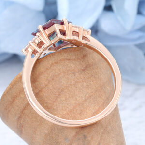 Amandafinejewelry Princess Cut Rose Gold Lab Alexandrite Engagement Ring3