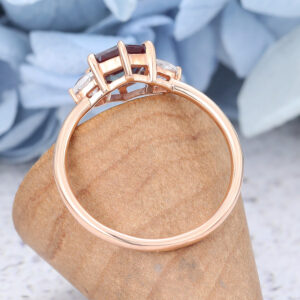Lab Alexandrite Hexagon Cut Engagement Ring Vintage Unique 14K Yellow Gold Art Deco Stacking Ring
