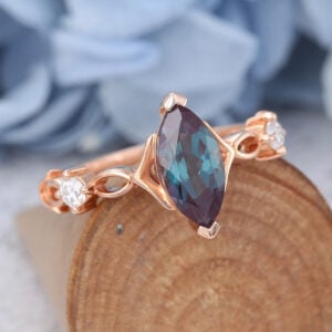 Lab Alexandrite Marquise Cut Rose Gold Engagement Ring1