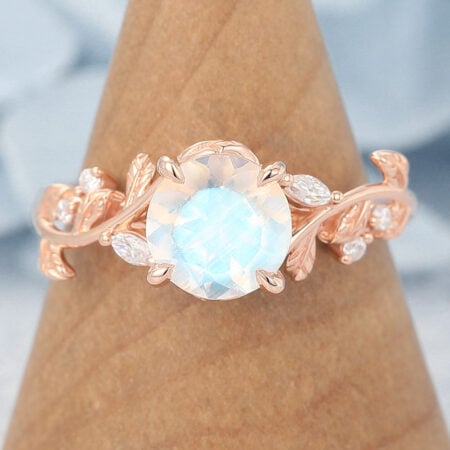 14k Rose Gold Vintage Moonstone Engagement Ring