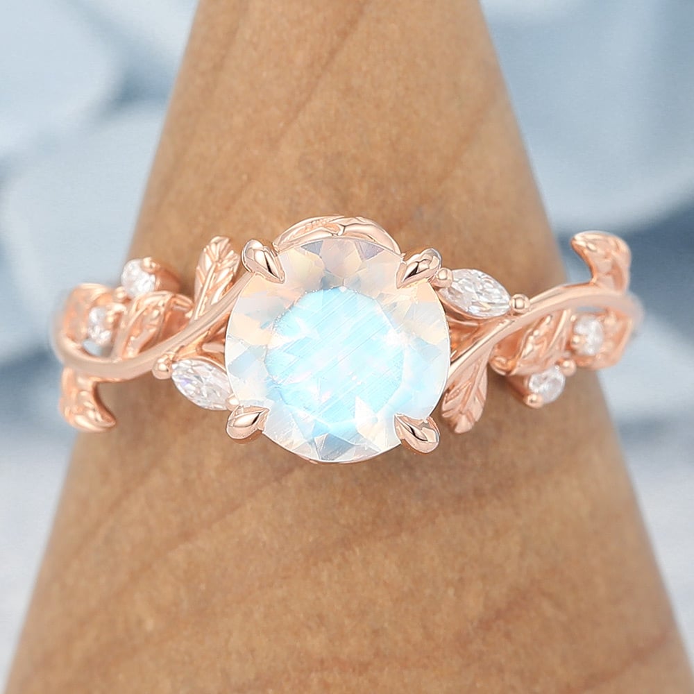 14k Rose Gold Vintage Moonstone Engagement Ring