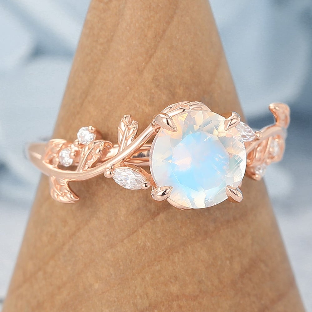 14k Rose Gold Vintage Moonstone Engagement Ring (4) 14k Rose Gold Vintage Moonstone Engagement Ring (4)