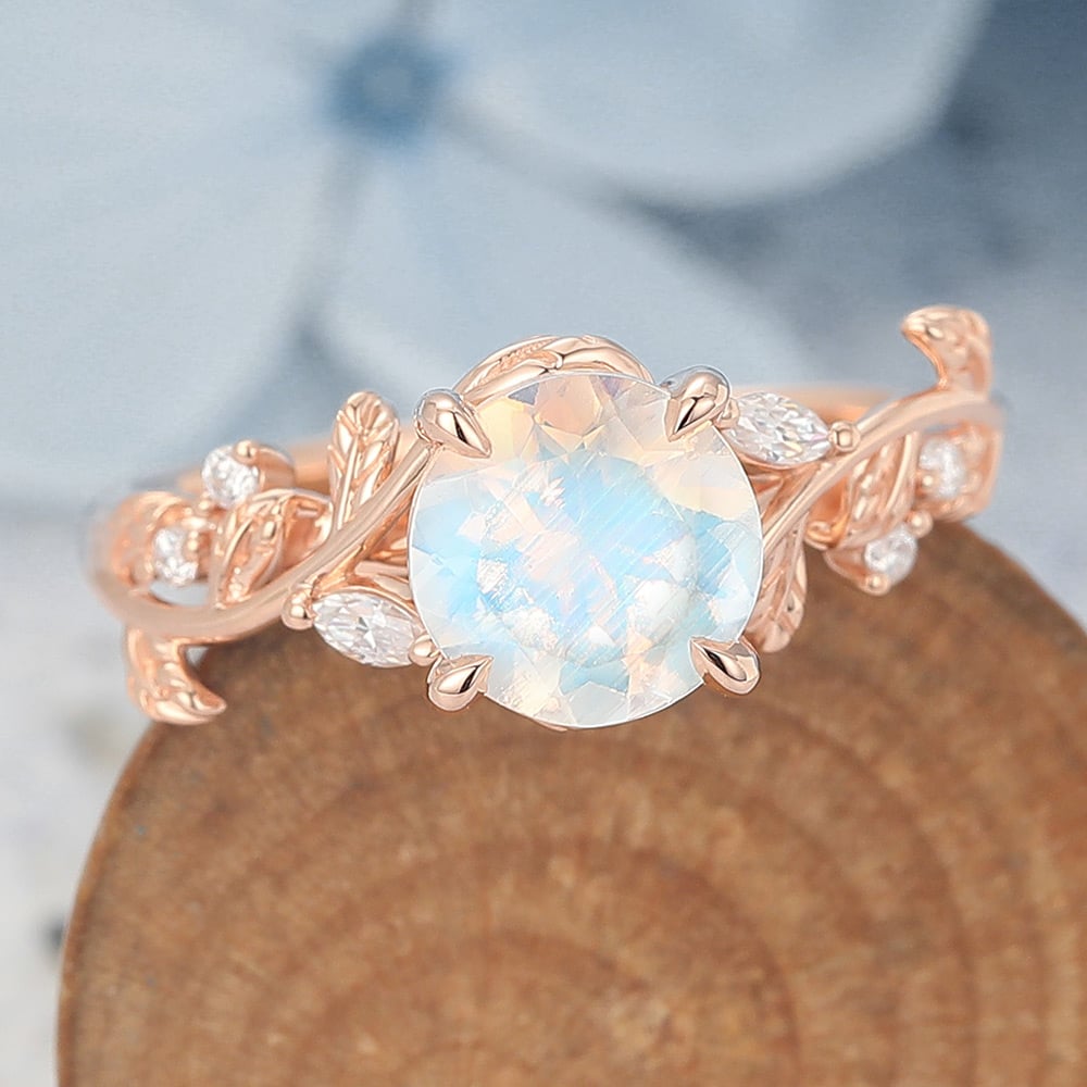 14k Rose Gold Vintage Moonstone Engagement Ring (5) 14k Rose Gold Vintage Moonstone Engagement Ring (5)