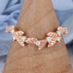 Vintage Curved Moissanite Wedding Band Rose Gold