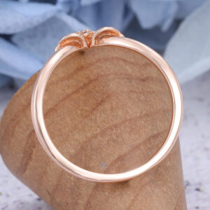 Vintage Rose Gold Curved Moissanite Wedding Band