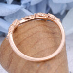 Vintage Curved Moissanite Wedding Band Rose Gold