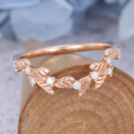 Vintage Curved Moissanite Wedding Band Rose Gold