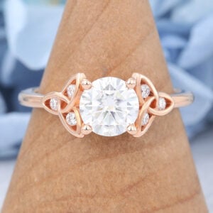 Amandafinejewelry Moissanite Engagement Ring Vintage Ring Unique Rose Gold Art Deco Diamond Stacking Ring Bridal Promise Anniversary Gift