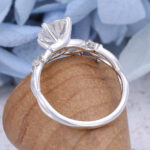 Unique Art Deco14K White Gold Moissanite Engagement Ring