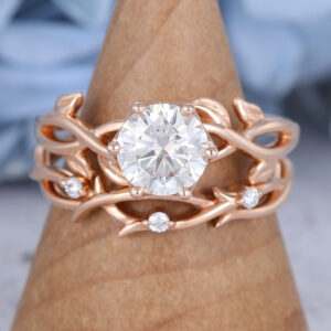 Vintage Rose Gold Moissanite Bridal Set