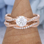 Rose Gold Twisted Band Moissanite Bridal Set