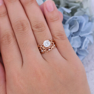 Vintage Rose Gold Moissanite Bridal Set