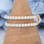 AmandaFineJewelry Moissanite Curved Wedding Band Solid Gold Double Bands Wedding Ring 1