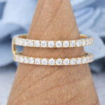 AmandaFineJewelry Moissanite Curved Wedding Band Solid Gold Double Bands Wedding Ring 2