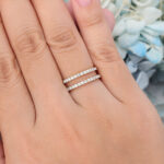 AmandaFineJewelry Moissanite Curved Wedding Band Solid Gold Double Bands Wedding Ring 3