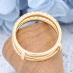 AmandaFineJewelry Moissanite Curved Wedding Band Solid Gold Double Bands Wedding Ring 5