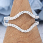 AmandaFineJewelry Moissanite Curved Wedding Band White Gold Double Bands Wedding Ring 1
