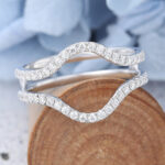 AmandaFineJewelry Moissanite Curved Wedding Band White Gold Double Bands Wedding Ring 3