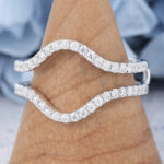 AmandaFineJewelry Moissanite Curved Wedding Band White Gold Double Bands Wedding Ring 5