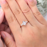 Cluster Marquise Cut Morganite Promise Ring Rose Gold