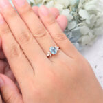 Cluster Oval Aquamarine Engagement Ring