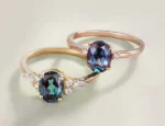 Oval Cut Cluster Alexandrite Engagement Rings