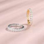 Yellow Gold And White Gold Oval Cut Moissanite Wedding Band