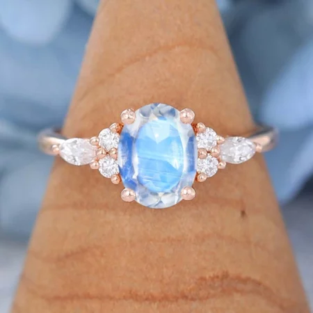Cancer birthstone Vintage Oval Cut Moonstone oval engagement rings