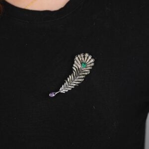 Emerald Jewelry Peacock Feather Brooch