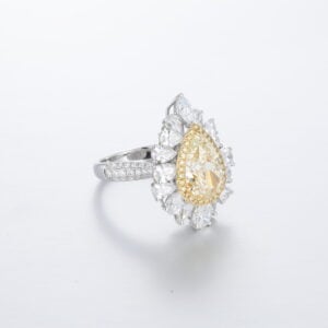 Halo Yellow Lab Diamond Antique Ring