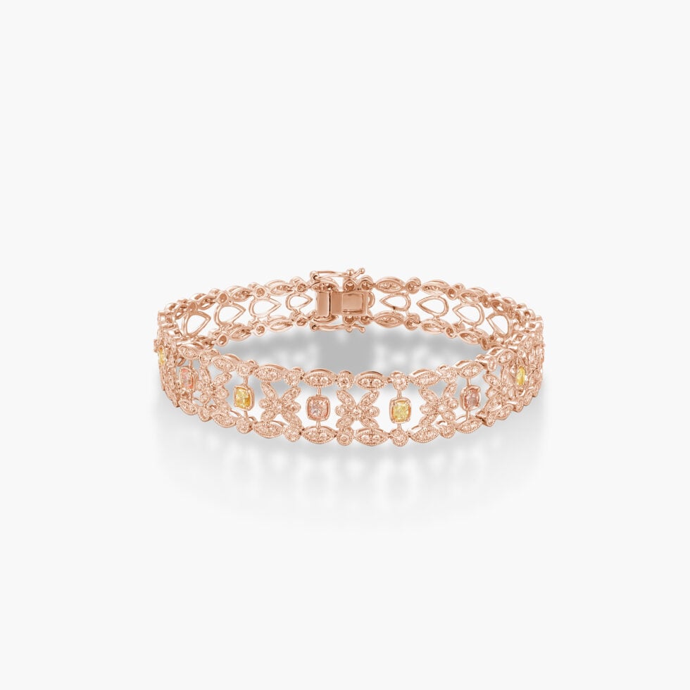 White Gold Lab Diamond Skeleton Chain Art Deco Bracelet
