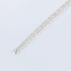 White Gold Color Lab Diamond Skeleton Chain Art Deco Bracelet (1)