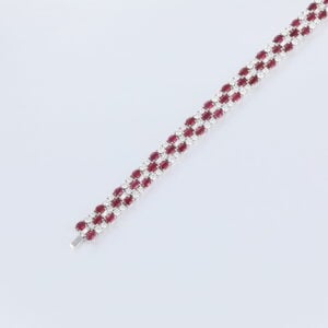 White Gold Diamond Ruby Antique Bracelet For Women (1)