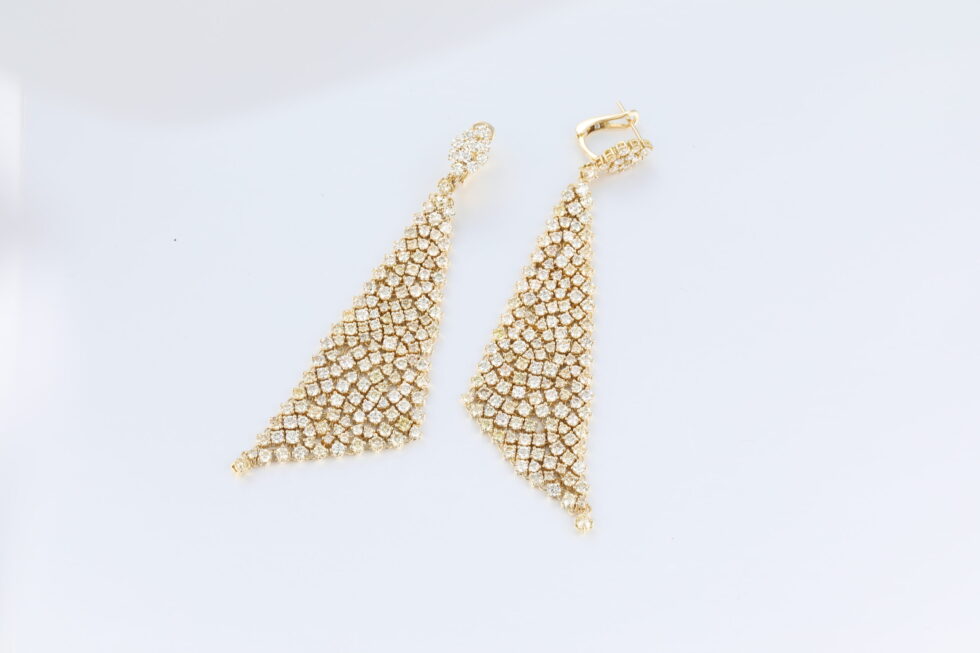 Yellow Gold Color Gorgeous Lab Diamond Chandelier Earrings For Women