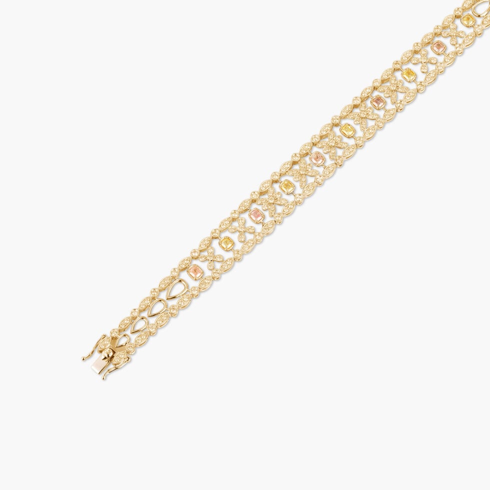 White Gold Lab Diamond Skeleton Chain Art Deco Bracelet