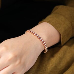 14K Rose Gold Diamond And Ruby Tennis Bracelet