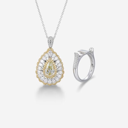Types of Jewelry Jewelry in the 20s Convertible Antique Jewelry Yellow Lab Diamond Halo Engagement Ring & Necklace Set white gold
