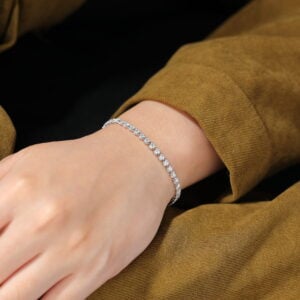 Round Cut Lab Diamond Tennis Bracelet White Gold