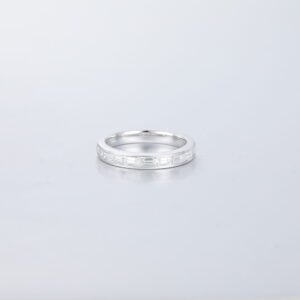 White Gold Baguette Cut Lab Diamond Inlay Anniversary Wedding Band (1)