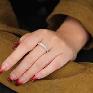 Baguette Cut Lab Diamond Inlay Anniversary Wedding Band