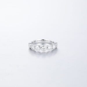 Must-Have Jewelry For Work Bezel Engagement Ring Round Cut White Gold Lab Diamond Anniversary Wedding Band