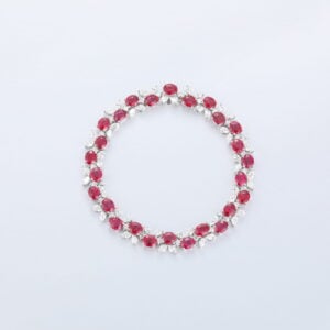 Elegant White Gold Ruby Tennis Bracelet Wedding Gift For Women