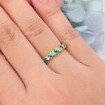 Pear Cut Emerald Wedding Band Unique Stacking Ring